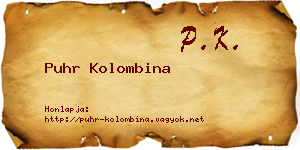 Puhr Kolombina névjegykártya